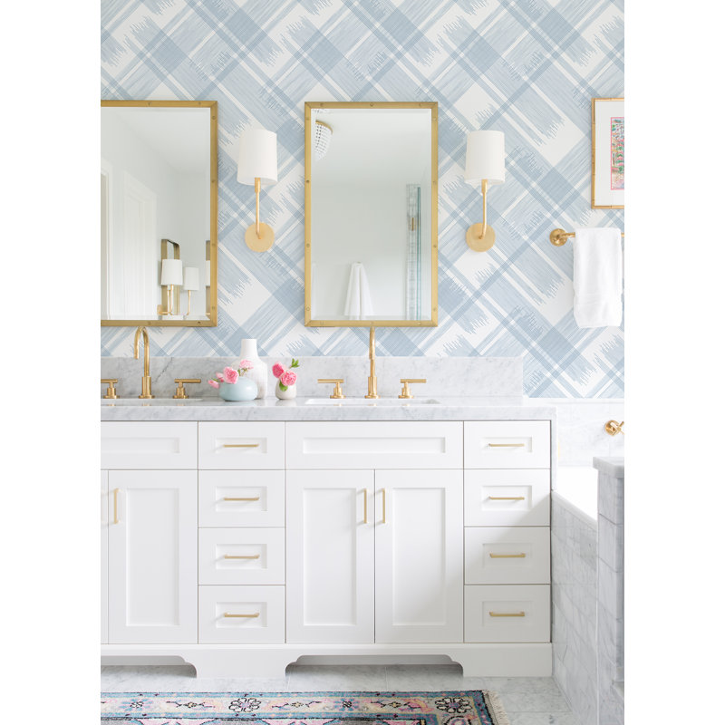 Rouleau de papier peint lisse L 33 pi x l 20,5 po Zag Modern, Bleu