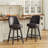Vintage Upholstered Swivel Bar Stool with Solid Wood Legs-789327783