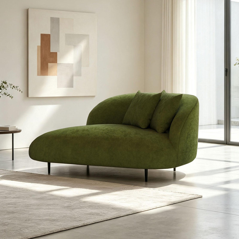 Chaise longue de loisir simple et luxueuse, Right Hand Facing, Green