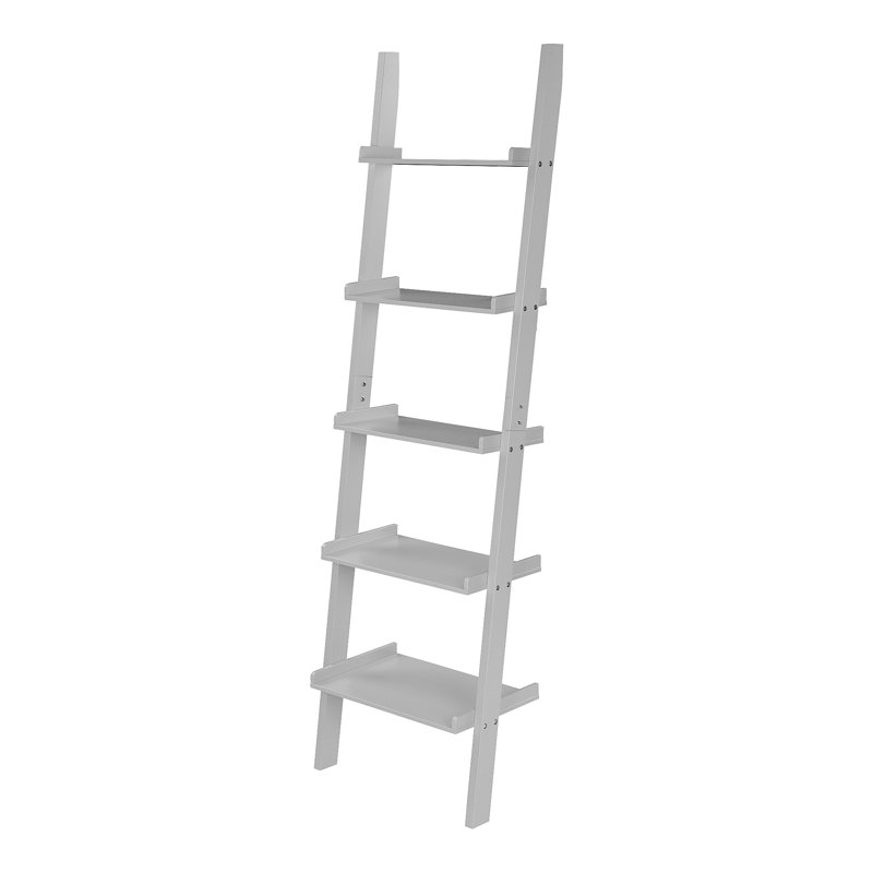 Ira 5-Tier Ladder Shelf Bookcase Unit, Grey