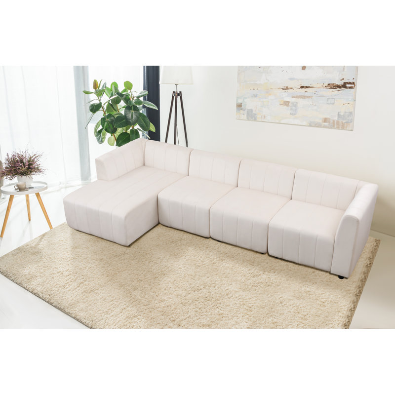 Canapé et méridienne modulaires de gauche en microfibre de 118 po Acierno, Accoudoir à gauche (vu de face)