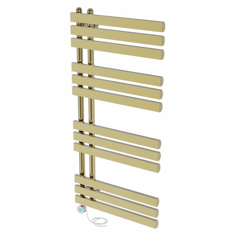 Cardia Designer Towel Rail Heated Towel Rails, Brushed Brass, 120cm H x 60cm W x 7.35cm D