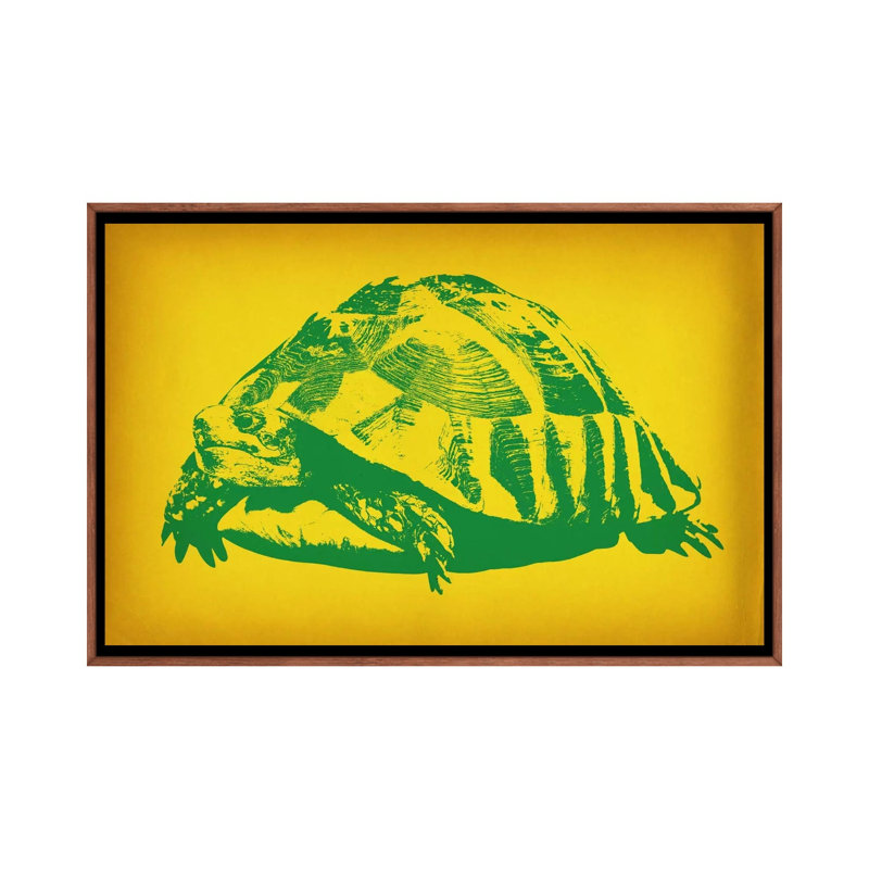 Tortue verte - impression sur toile, H 18 po x l 26 po x P 1,5 po, Toile avec cadre brun, Aucun mat