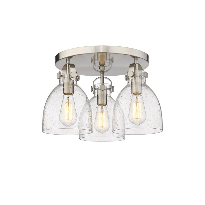 Smeltertown Glass Flush Mount, Seedy, Satin Nickel