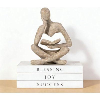 Abstract Reading Thinker Sculpture Resin Bookshelf Decor Modern Tabletop Statue for Living Room Office Home