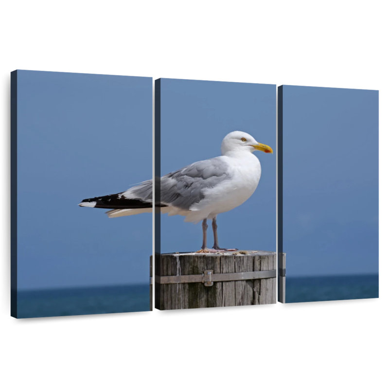 Mouette Brampt sur poteau en bois, H 20 po x l 33 po