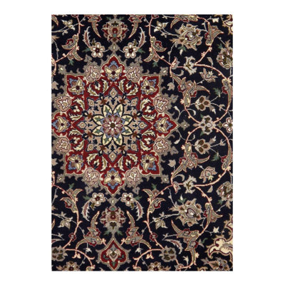 Melfred Oriental Area Rug in Navy Blue