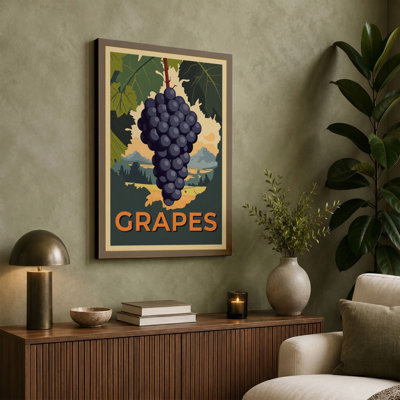 Grapes Poster Vintage - Wrapped Canvas
