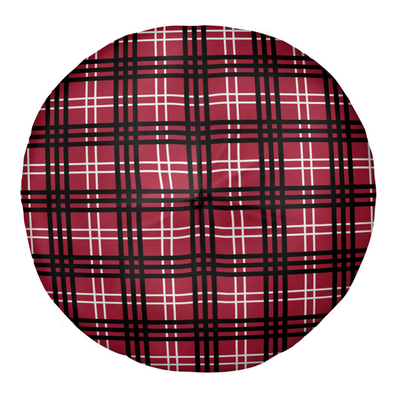 Housse de coussin ronde Atlanta football Luxury, 30 po x 30 po, Rouge / blanc / noir