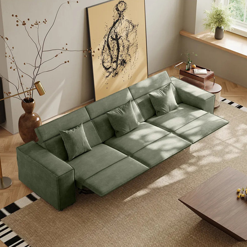 Power Sofa Reclining Couch Sofa, Dark Green, 30.22" H x 114.67" W x 37.8" D