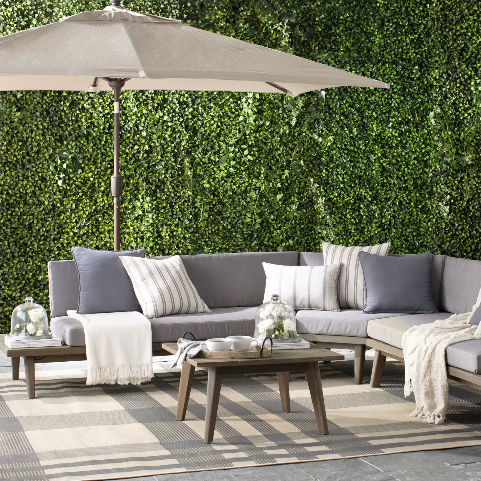 Launceston 78'' Outdoor Umbrella, Antique Beige Sunbrella® Canvas, Bronze
