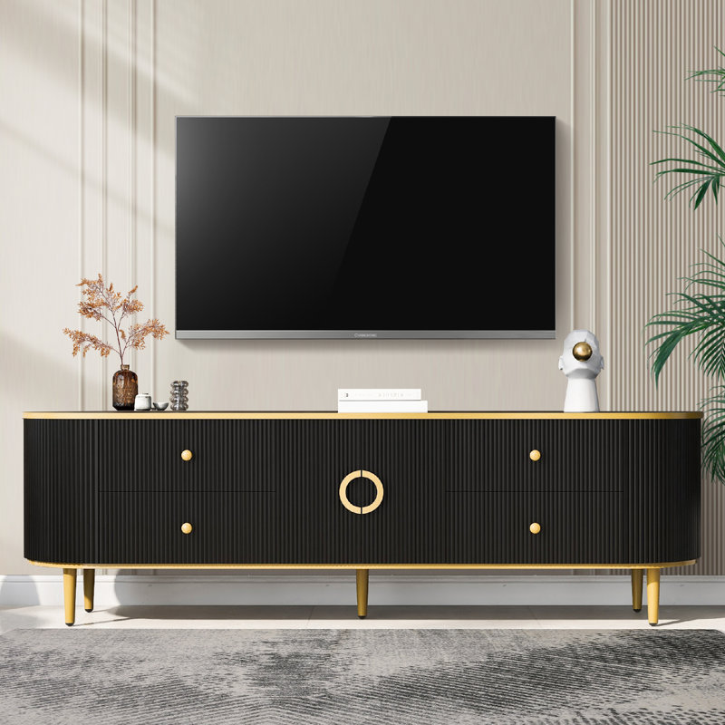 Juon Unfinished TV Stand for TVs up to 85", Black