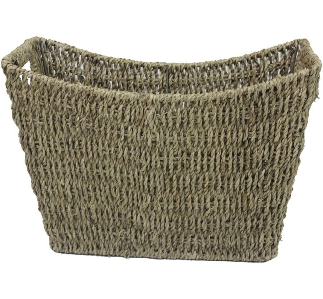 Auvillar Seagrass Magazine Rack Magazines Newspapers Storage Basket Wicker Stylish Curved Organizer