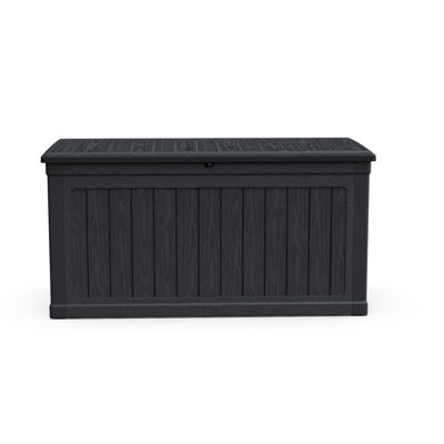 Xxl Deck Storage Box Of 230 Gallon, Black Lockable Waterproof Resin, For Storing Garden Tools And Outdoor Cushions, Double - Wall Construction Durability, Easy Lift System, Suitable Indoor Settings,