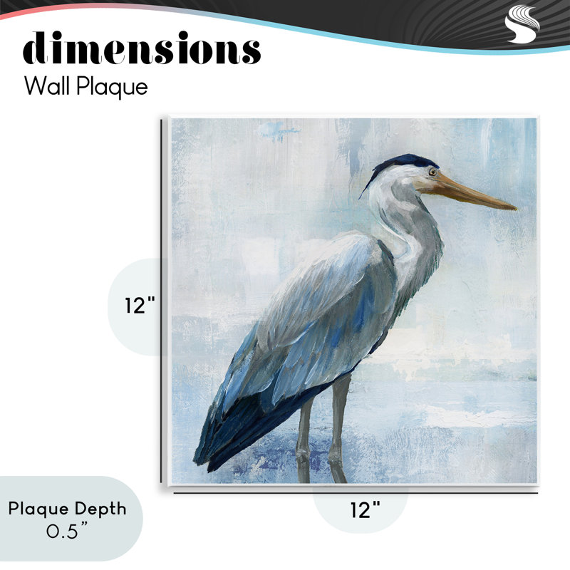 Plaque murale Seron Blue Heron In Aqua, design par Nan