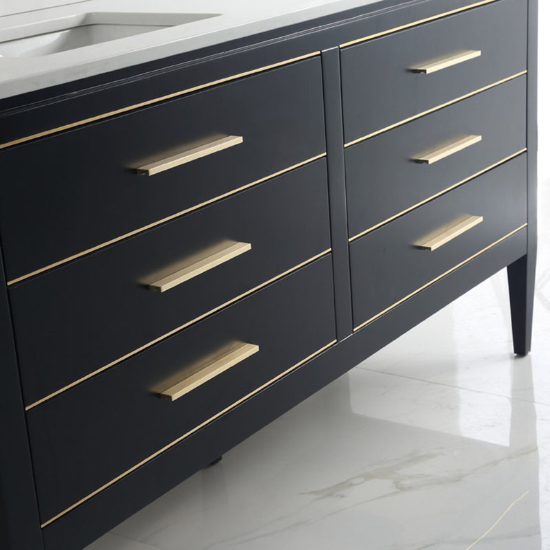 Base de meuble-lavabo double 60 po seulement, Noir et or