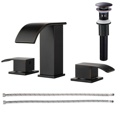 Robinet de lavabo pour salle de bain à poignée double 8 pouces avec bonde escamotable