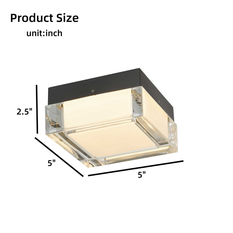 Plafonnier encastré carré 5 lumières DEL à 5 températures intégrées, 14 W, H 2,5 po x l 5 po x P 5 po