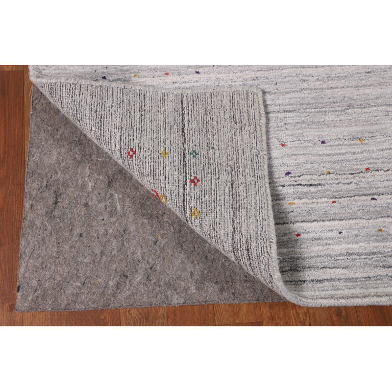 Tapis rayé gris Gabbeh 8 x 10