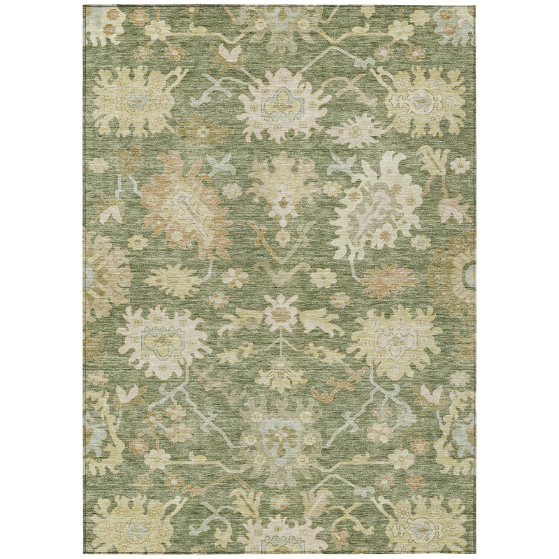 Louis Green Washable Indoor-Outdoor Rug - , 9' x 12'