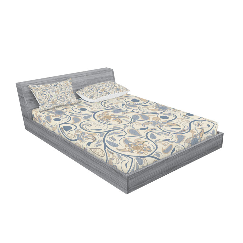 Ensemble de draps et taies décoratives Ambesonne, bleu ardoise, beige et brun clair