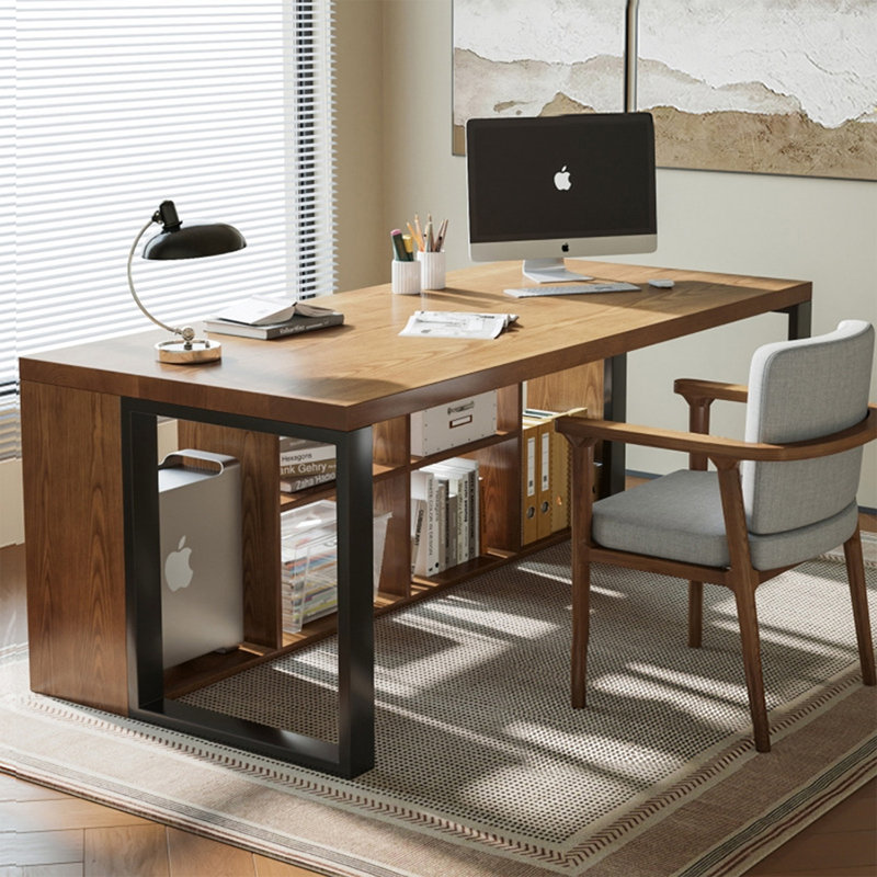 Walnut Rectangular Solid Wood Executive desk, 29.53" H*78.74" W*31.5" D