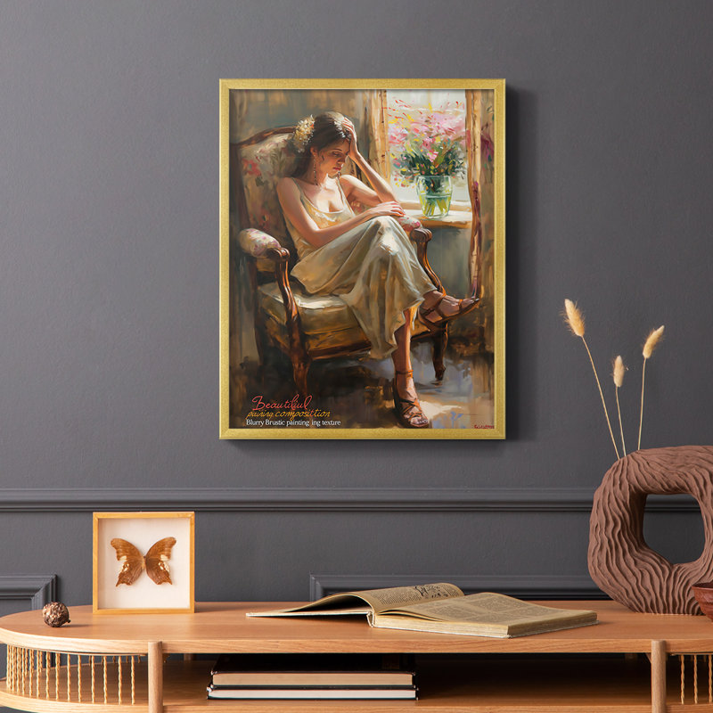 WOMEN Series CCCCXX III - reproduction encadrée de qualité supérieure - prête à être accrochée - aucun clou requis, Or