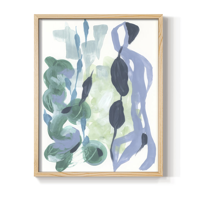 Abstrait varech I, reproduction encadrée - bois massif, Naturel, H 30 po x l 24 po