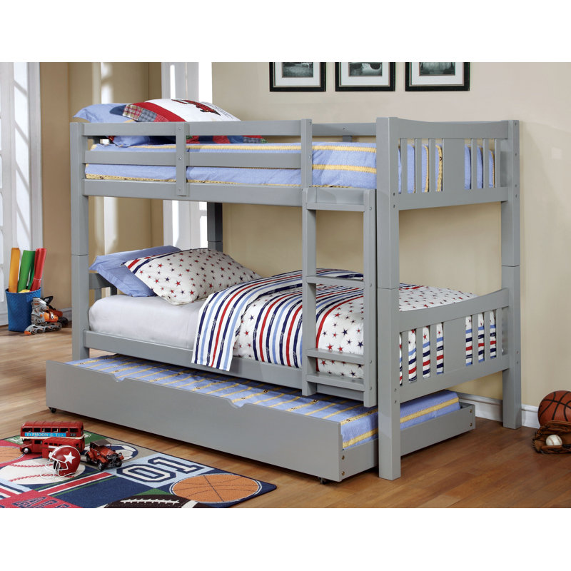 Aasu Kids Full Over Full Bunk Bed, Gray