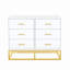 Grande commode buffet moderne à 6 tiroirs avec pieds en métal doré 39,3 po-531112022