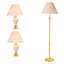 Ensemble de 3 lampes en céramique, lampes de table et de plancher, finition ivoire-107080879