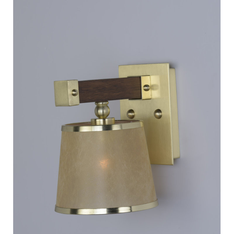 Appliquee à bras 1 lumières Cayton, Antique Pecan and Satin Brass