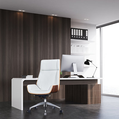Genuine Leather Ergonomic Office Chair Executive Swivel Chair,17.32"-20.07" height adjustment