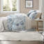 Ensemble de literie de luxe en coton 3 pièces, très grand, motif botanique bleu marine