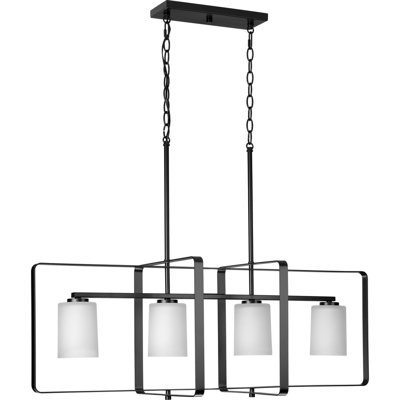 Lustre géométrique à 4 lumières pour îlot de cuisine