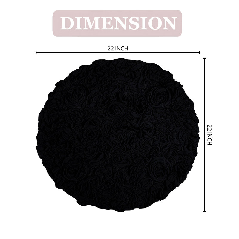 Tapis pour salle de bain Taki, Rond 22 po, Noir, noir, noir, noir