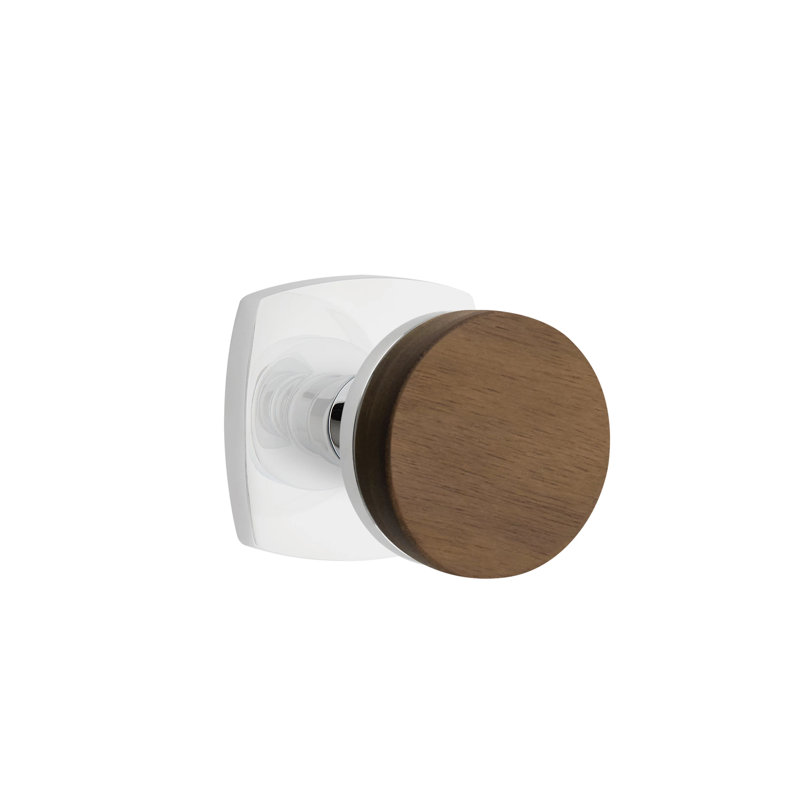 Ensemble de faux boutons Emtek Select avec rosette Urban Modern et tige conique, bouton en noyer foncé, Chrome poli