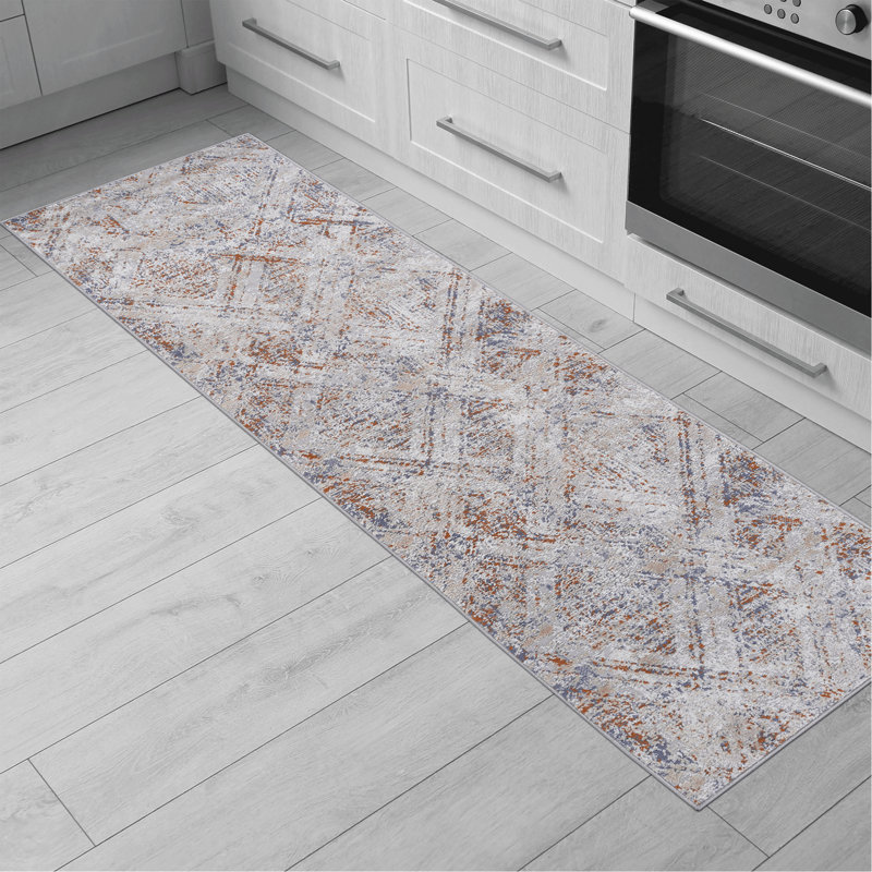 Beige / Geometric Area Rug, Runner 2'2" x 8'