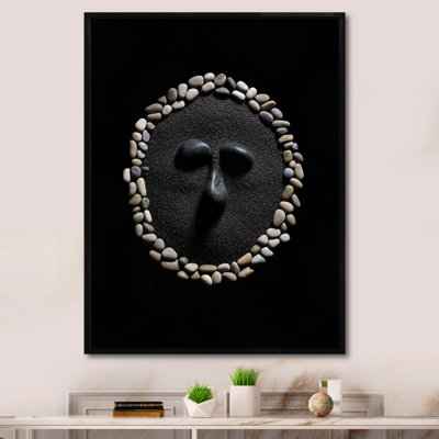 Masque tribal africain noir et blanc IV - reproduction sur toile
