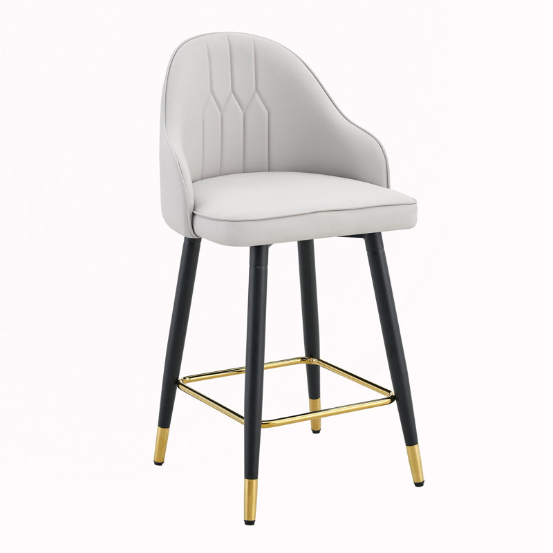 Ensemble de 2 tabourets de bar, Gris clair, Blanc / noir