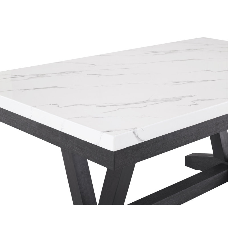 Table de salle à manger à tréteaux Ceyhan, 30.3"H x 72"L x 42"W, Blanc