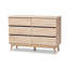 Commode 6 tiroirs au fini brun chêne de Bertran, style Mid-Century moderne, H 33,15 po x l 47,05 po x P 16,50 po