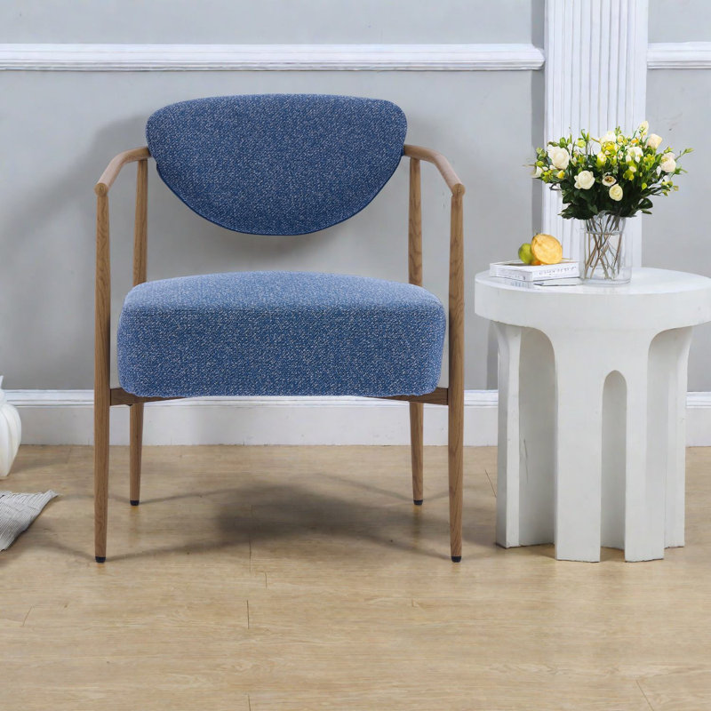 Chaises de salle à manger modernes en métal, tissu bleu, sièges confortables pour la maison