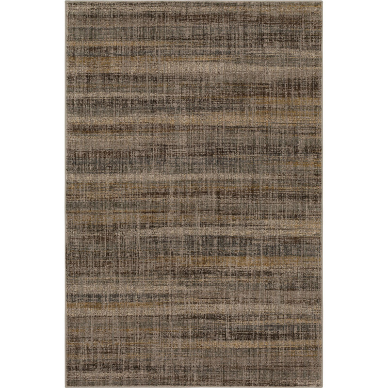 Fowler Grey Striped Rectangular Synthetic Easy-Care Area Rug