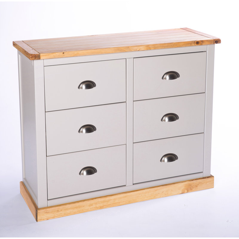 Kadin 110cm W 6 - Drawer Chest of Drawers, Grey/Wood, Chrome