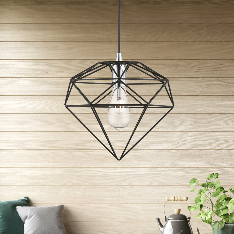 Cothren 1 - Light Unique / Statement Pendant, Shiny Black/Polished Chrome, Shiny Black