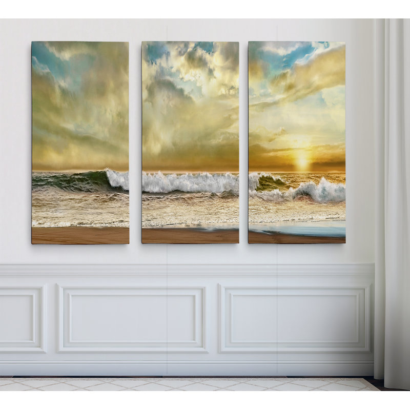«Evening Wave» - image multi-pièces sur toile, H 40 po x l 60 po x P 1,5 po