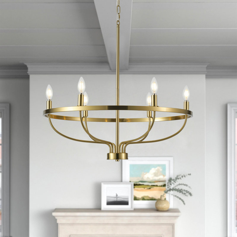 Luminaire suspendu en forme de bougie dorée 6 lumières, Doré