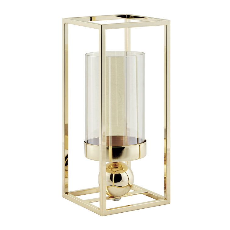 Metal Candle Holder Hurricane (caution broken glass inside box)