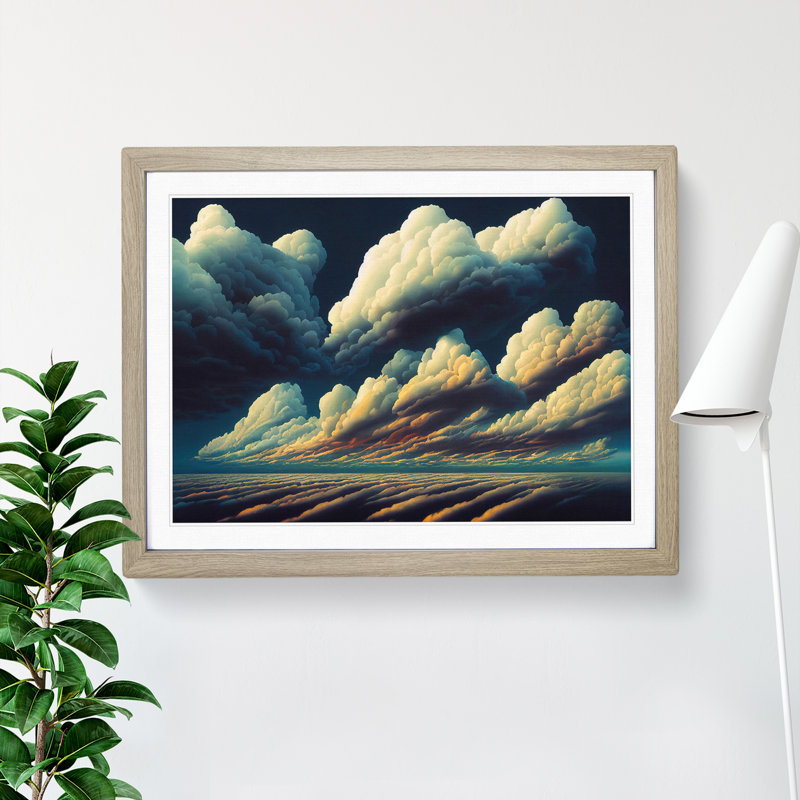 Moody Clouds - Framed Print, 25cm H x 34cm W x 2cm D, Oak Framed